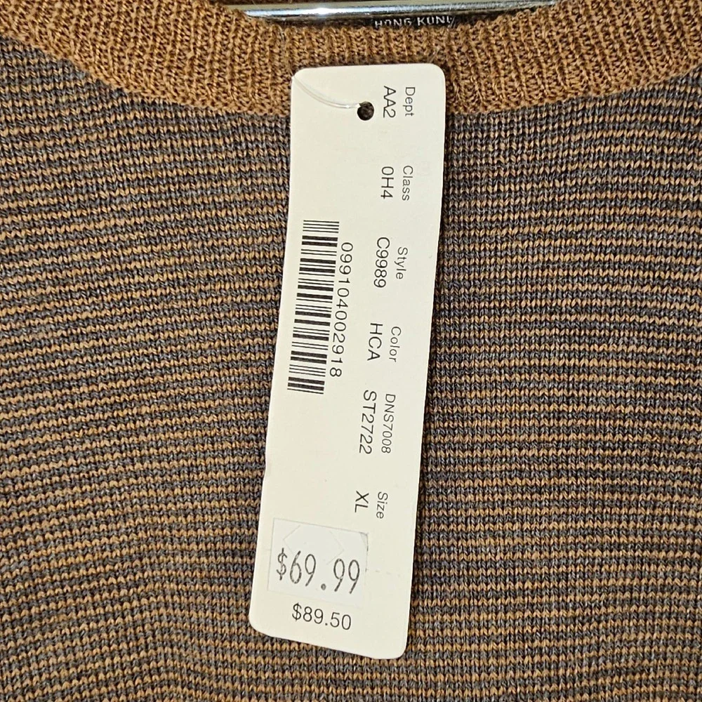 NWT J Crew Mens Brown Slim Fit Merino Wool Crewneck Sweater XL - HOLE‎